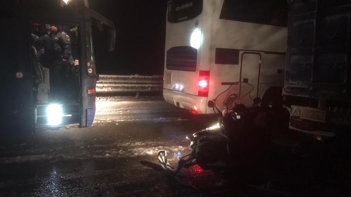 В Ростовской области на трассе М-4 из-за снегопада застряли 33 автобуса с более 700 пассажирами
