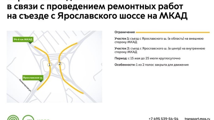 На МКАД ограничены съезды с Ярославского шоссе
