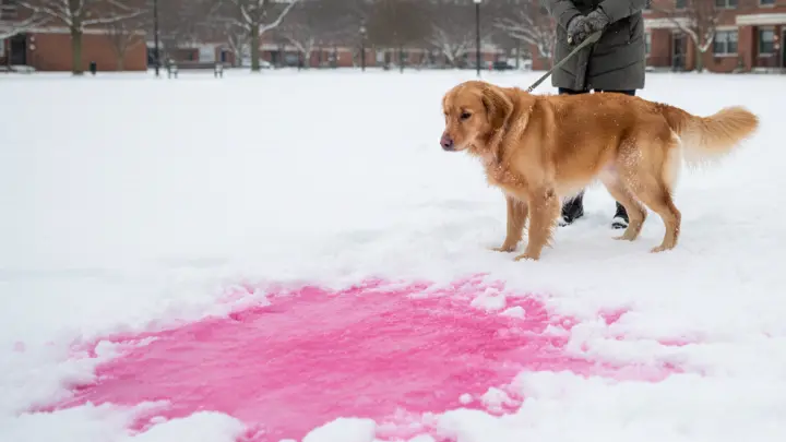 Жители Красногорска сообщили об отравлении собаки из-за розового снега