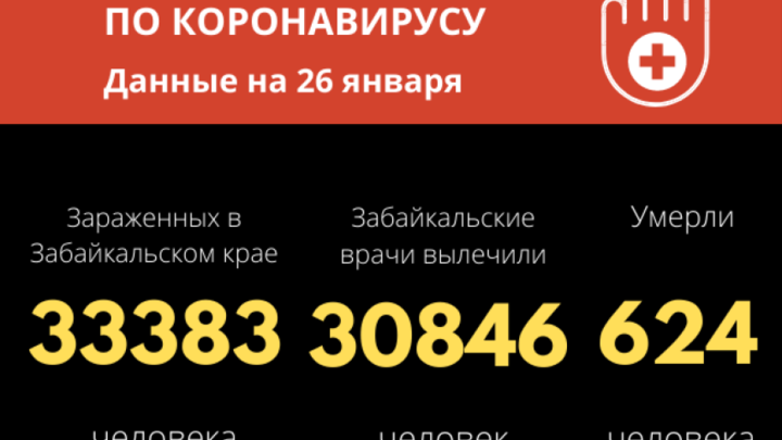 Коронавирус в Забайкалье на 26 января: заболевших на четыре человека меньше