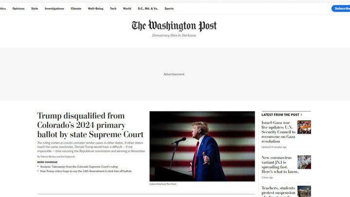 Тренд подошёл к концу: Украина пропала с сайта The Washington Post