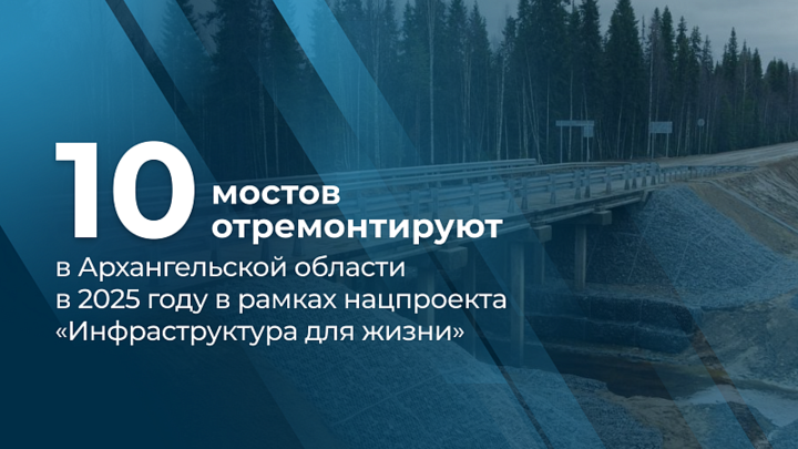 Инфраструктура для жизни: в Архангельской области в 2025 году починят 10 мостов