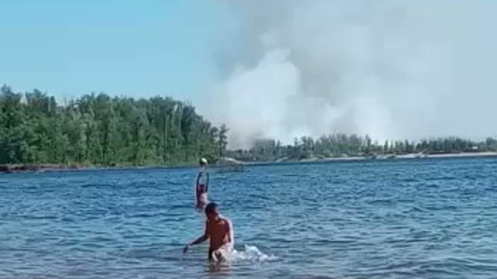 В Самаре горит остров Зелёненький: очевидцы прислали видео