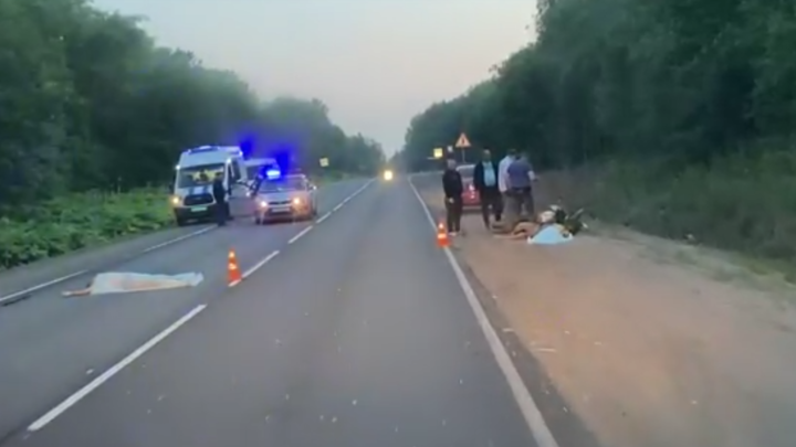 Велосипедист врезался во встречный мотоцикл на трассе под Петербургом: два человека погибли