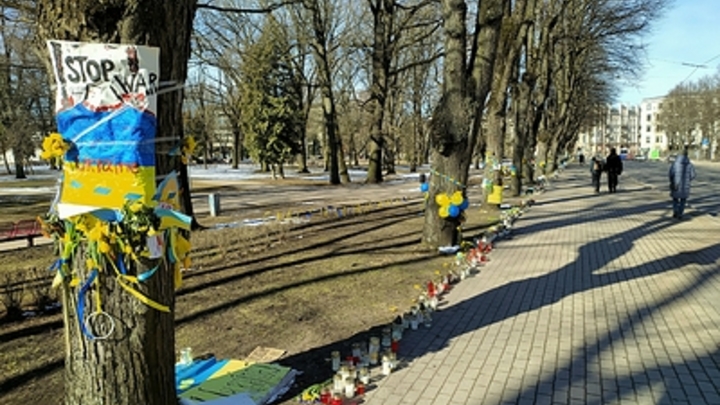 В Новосибирске задержали вандала, облившего крыльцо мэрии синей и жёлтой краской