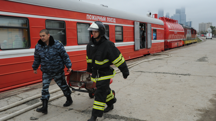 В Забайкалье в тушении пожара применили пожарный поезд