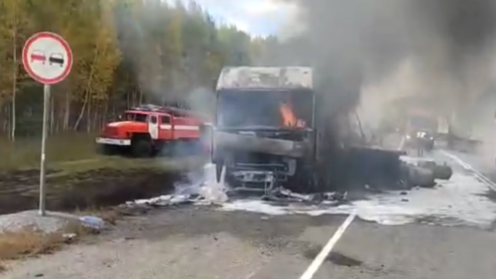В ГИБДД предупредили о пробках на трассе М-5: там загорелся грузовик