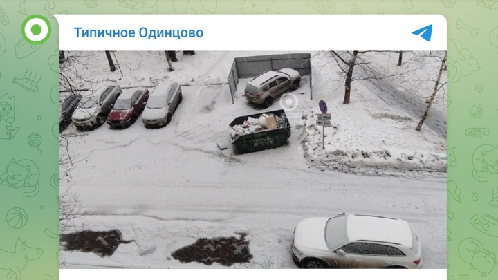 В Одинцове водитель припарковался внутри ограждения для мусорных баков