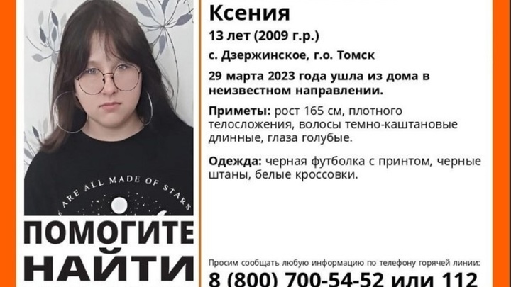 В Новосибирской области ищут пропавшую под Томском 13-летнюю девочку