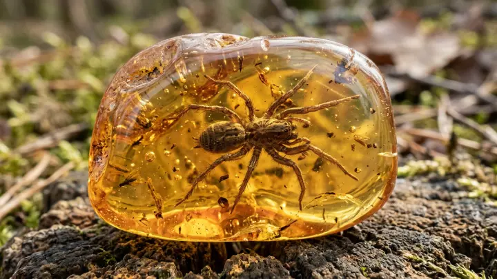 В кусках смолы обнаружили странное существо с необычно длинными ногами