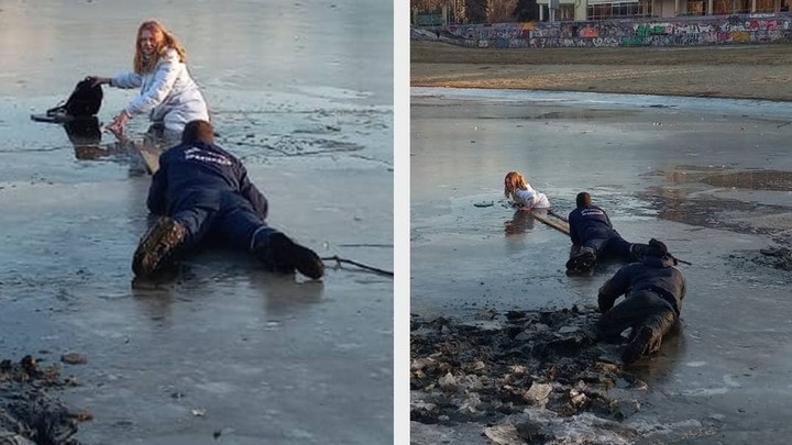 В Краснодаре спасатели вытащили 11-летнюю девочку из-подо льда