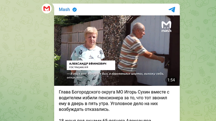 Глава Богородского округа Игорь Сухин подрался с местным пенсионером