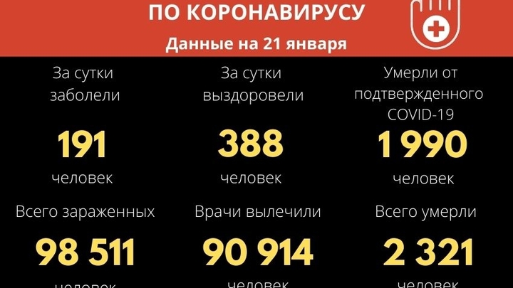 20 января COVID-19 подтверждён более чем у 190 забайкальцев