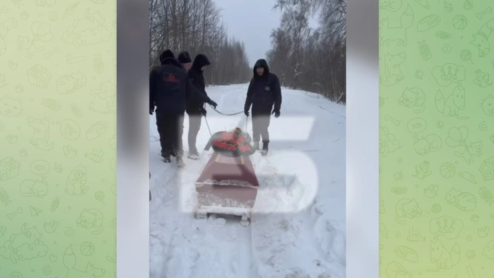 Появилось видео с тянущими гроб на санях жителями Калуги