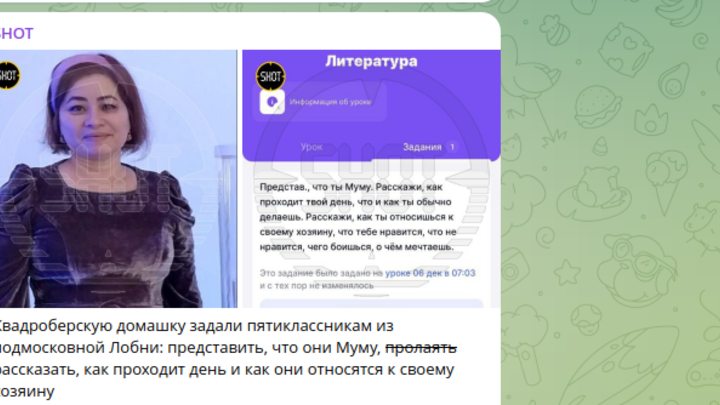 Представь себя Муму: родителей из Лобни возмутила домашка по литературе