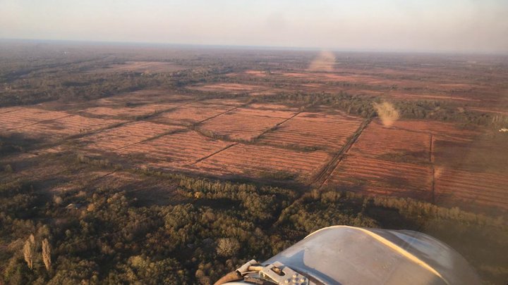 Место падения Бе-200 крупным планом: Кругом одни горящие обломки