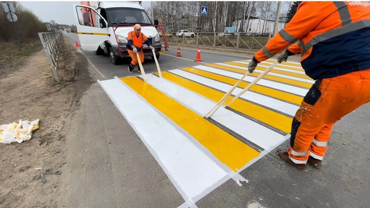Во Владимирской области начали наносить разметку на дорогах термопластиком