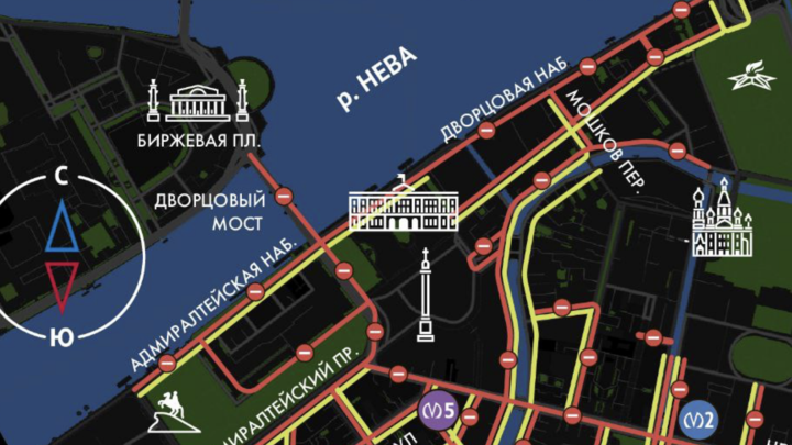 В центре Петербурга 31 декабря полностью закроют движение автомобилей и запретят парковку