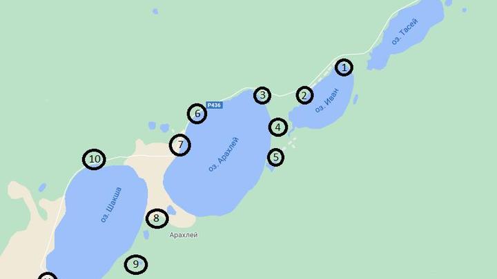 Олерон+ опубликовал карту мест сбора ТКО на Арахлейских озерах