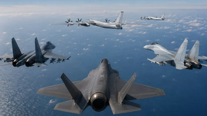Sohu: американский F-35 попытался подкрасться к Ту-95 и был с позором зажат
