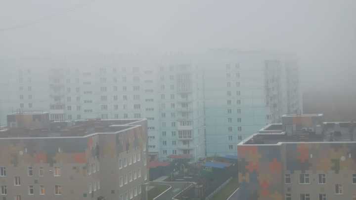 Густой туман накрыл Новосибирск утром 16 октября