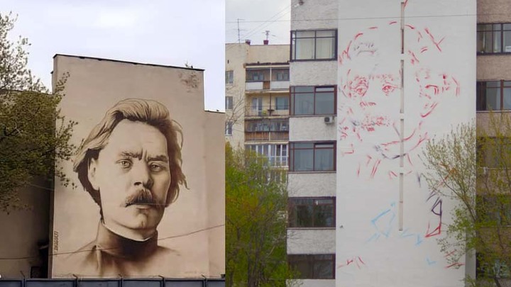 В Нижнем Новгороде на стенах домов стали появляться огромные портреты Горького