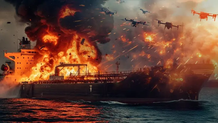 Украинские дроны атаковали танкеры с казахстанской нефтью в Чёрном море