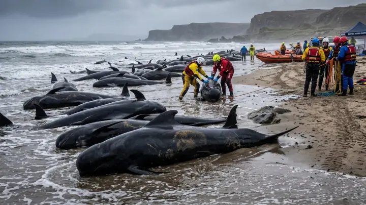 Любовь до смерти: 55 китов выбросились на берег из-за тяжёлых родов одной самки