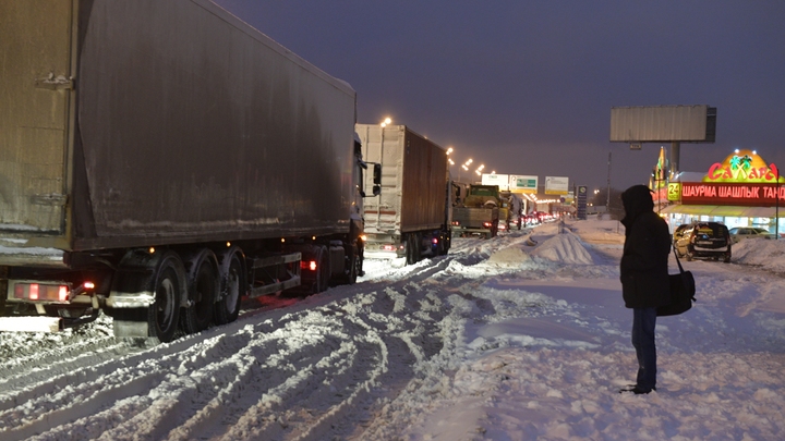 В Самарской области с высоты засняли многокилометровую пробку из фур