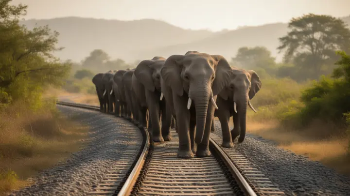 Восемь слонов погибли после столкновения поезда со стадом в Индии