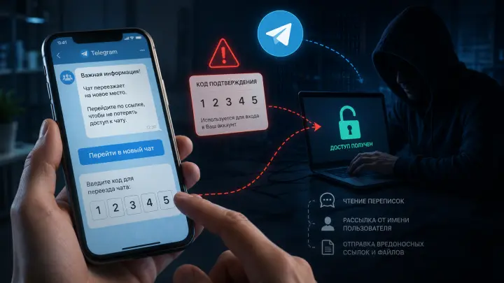 Просьба ввести код для «переезда чата» грозит потерей аккаунта в Telegram