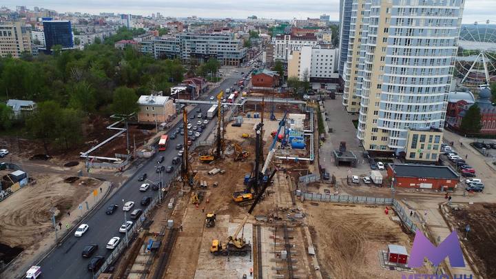 На стройплощадку станции метро Сенная в Нижнем Новгороде взглянули с высоты птичьего полёта