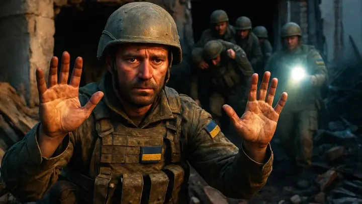 Украинские боевики на проволоке притащили своего командира и сдали ВС России