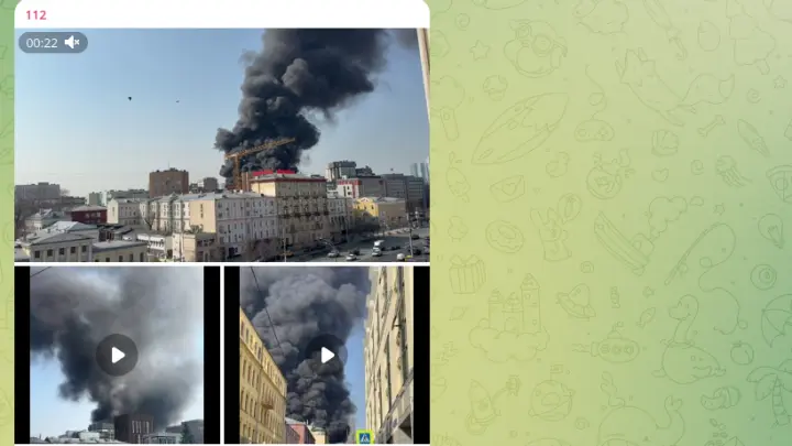 Крупный пожар на улице Тимура Фрунзе в Москве сняли на видео