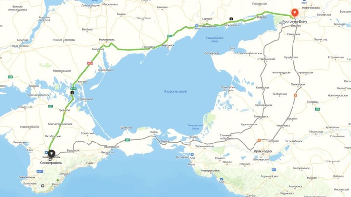 Маршрут в Крым через новые регионы начал отображаться в Яндекс Картах