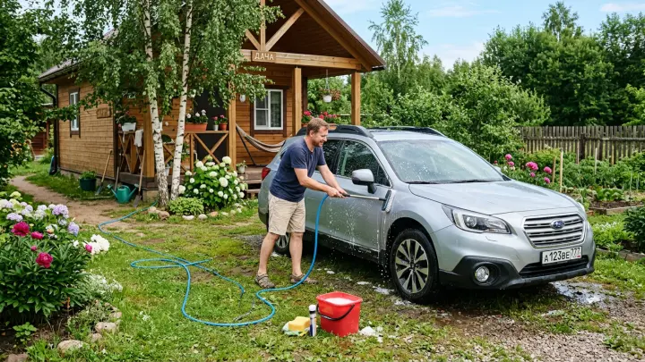 Водителей предупредили о штрафах за мытье машины на даче