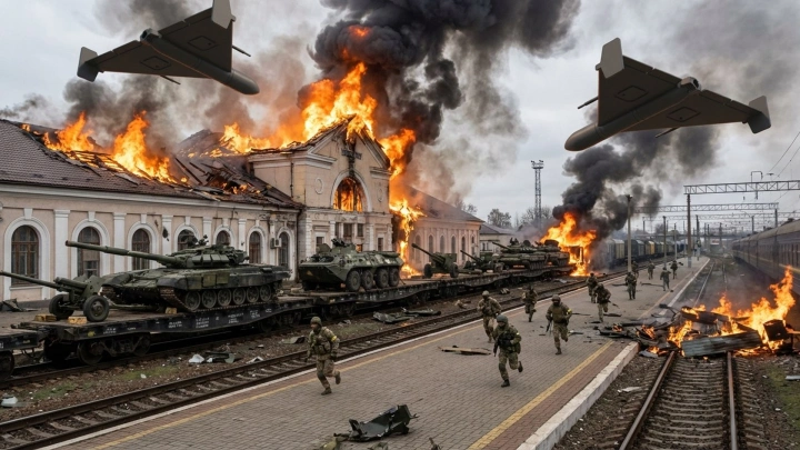 Под Харьковом «Герани» уничтожили эшелон с техникой ВСУ, шедший на Донбасс