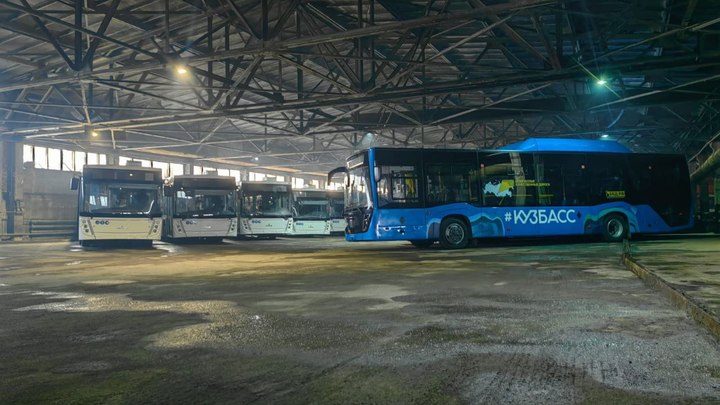 Новые белые и синие автобусы пополнили автопарк Новокузнецка