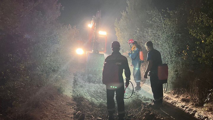 Пожар в Геленджике: чиновники, местные жители, волонтёры копают минерализованную полосу
