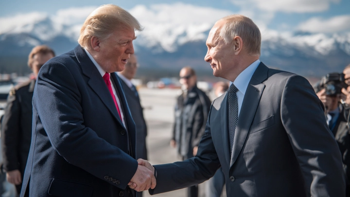 Это история! Путин и Трамп пожали друг другу руки прямо на взлётной полосе