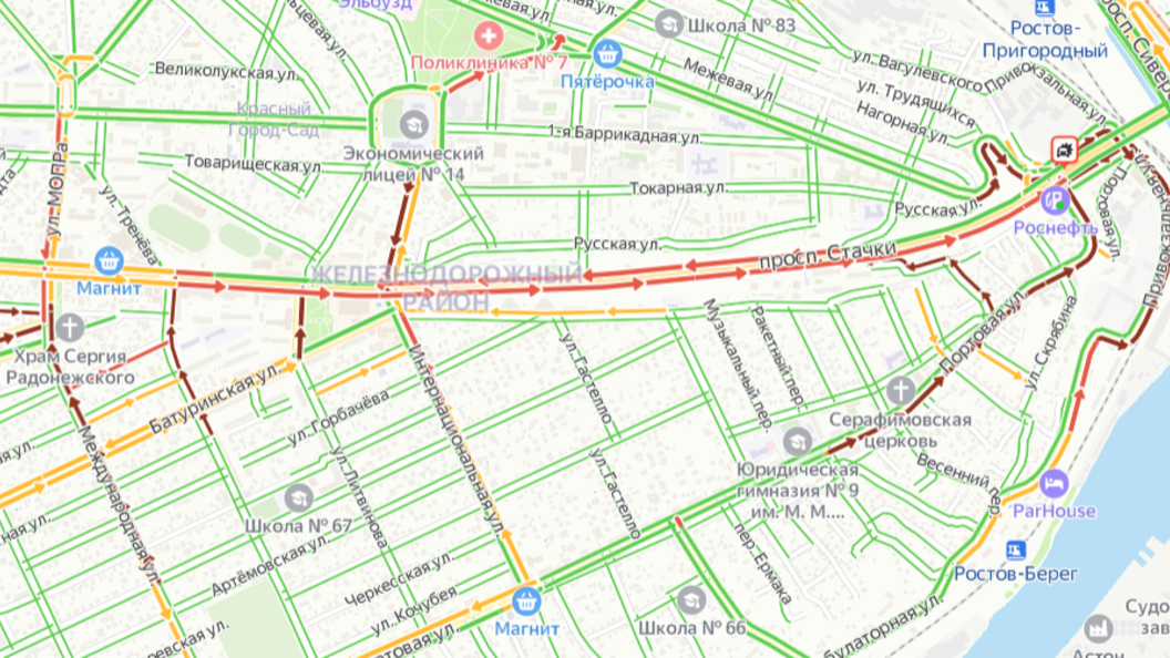 Карта ростова на дону пробки