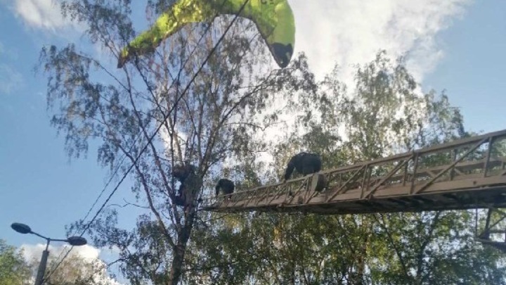 Нижегородские спасатели сняли с дерева застрявших парапланеристов