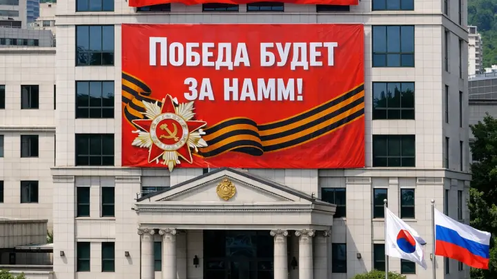 Победа будет за нами: Сеул потребовал снять патриотический баннер с посольства России