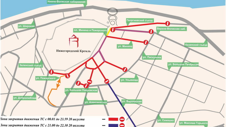 Из-за Дня города на нижегородских улицах вводят ограничения для транспорта 18-23 августа