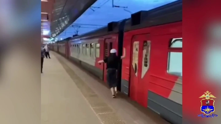 Школьница разбила молотком окна у электрички в Москве и попала на видео