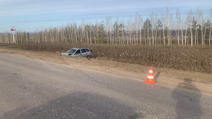 Лада вылетела в кювет и перевернулась на трассе в Самарской области. Пострадала женщина