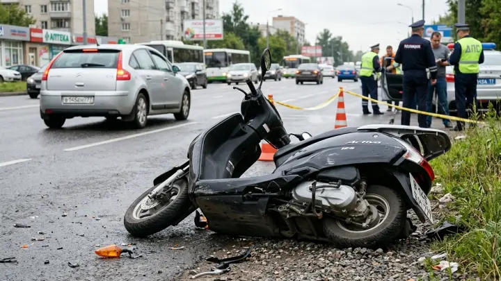 Двое подростков на скутере влетели в иномарку в Люберцах