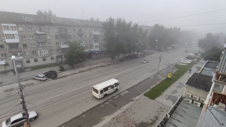 Густой туман накрыл Новосибирск утром 7 июля