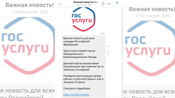 Жители Челябинской области получают ссылку на ложный сайт госуслуг