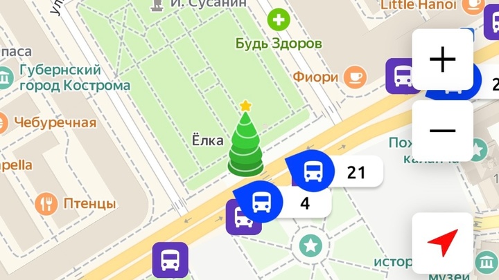 В Костроме установили виртуальную новогоднюю ёлку